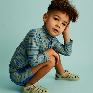 Recycled Zip Front Rash Vest -  Blue Stripe