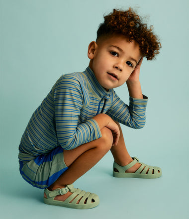 Recycled Zip Front Rash Vest -  Blue Stripe