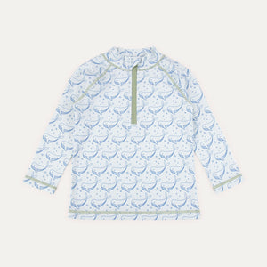Recycled Zip Front Rash Vest -  Bubbles Whale Print