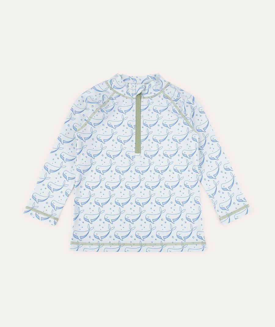 Recycled Zip Front Rash Vest -  Bubbles Whale Print