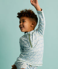 Thumbnail for Recycled Zip Front Rash Vest -  Bubbles Whale Print