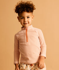 Thumbnail for Seersucker Zip Front Rash Vest -  Coral Seersucker