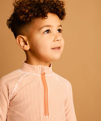 Thumbnail for Seersucker Zip Front Rash Vest -  Coral Seersucker