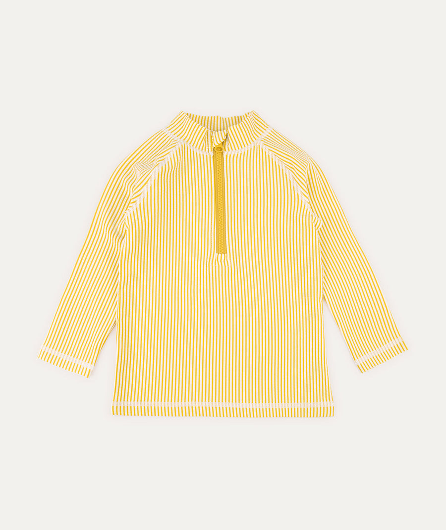 Seersucker Zip Front Rash Vest -  Yellow Seersucker