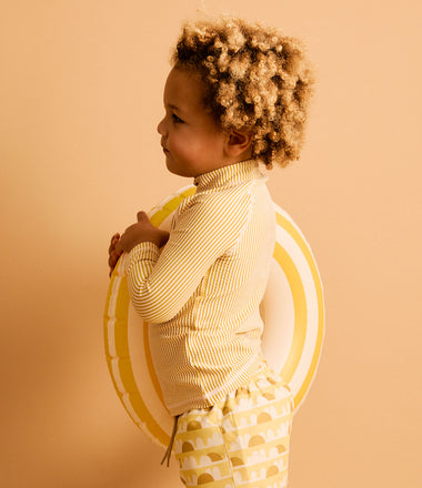 Seersucker Zip Front Rash Vest -  Yellow Seersucker