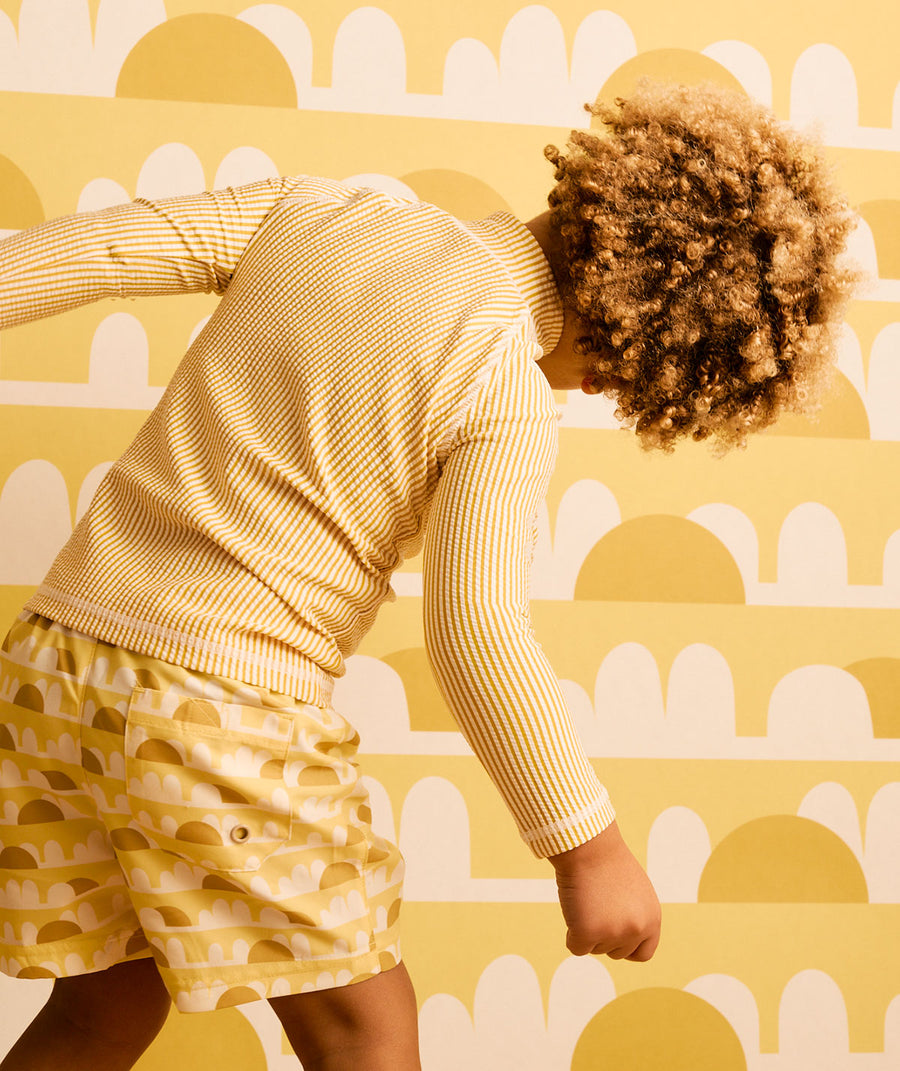 Seersucker Zip Front Rash Vest -  Yellow Seersucker