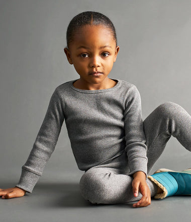 Organic Ribbed Tee - Mid Grey Marl