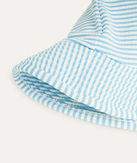 Thumbnail for Seersucker Floppy Swim Hat - Soft Blue Stripe