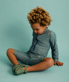 3/4 Sleeve Sunsuit -  Blue Stripe
