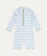 Thumbnail for 3/4 Sleeve Sunsuit -  Bubbles Whale Print