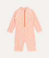 3/4 Sleeve Seersucker Sunsuit -  Coral Seersucker