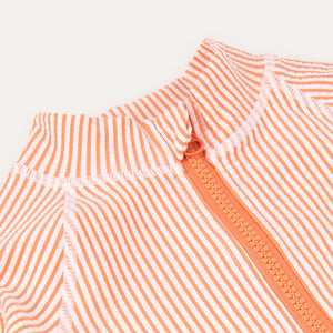 3/4 Sleeve Seersucker Sunsuit -  Coral Seersucker