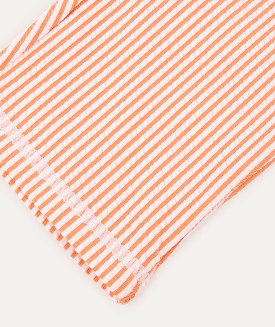 3/4 Sleeve Seersucker Sunsuit -  Coral Seersucker