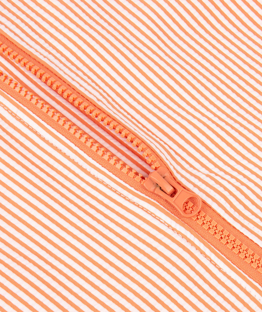 3/4 Sleeve Seersucker Sunsuit -  Coral Seersucker