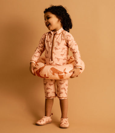 3/4 Sleeve Sunsuit -  Whale Print