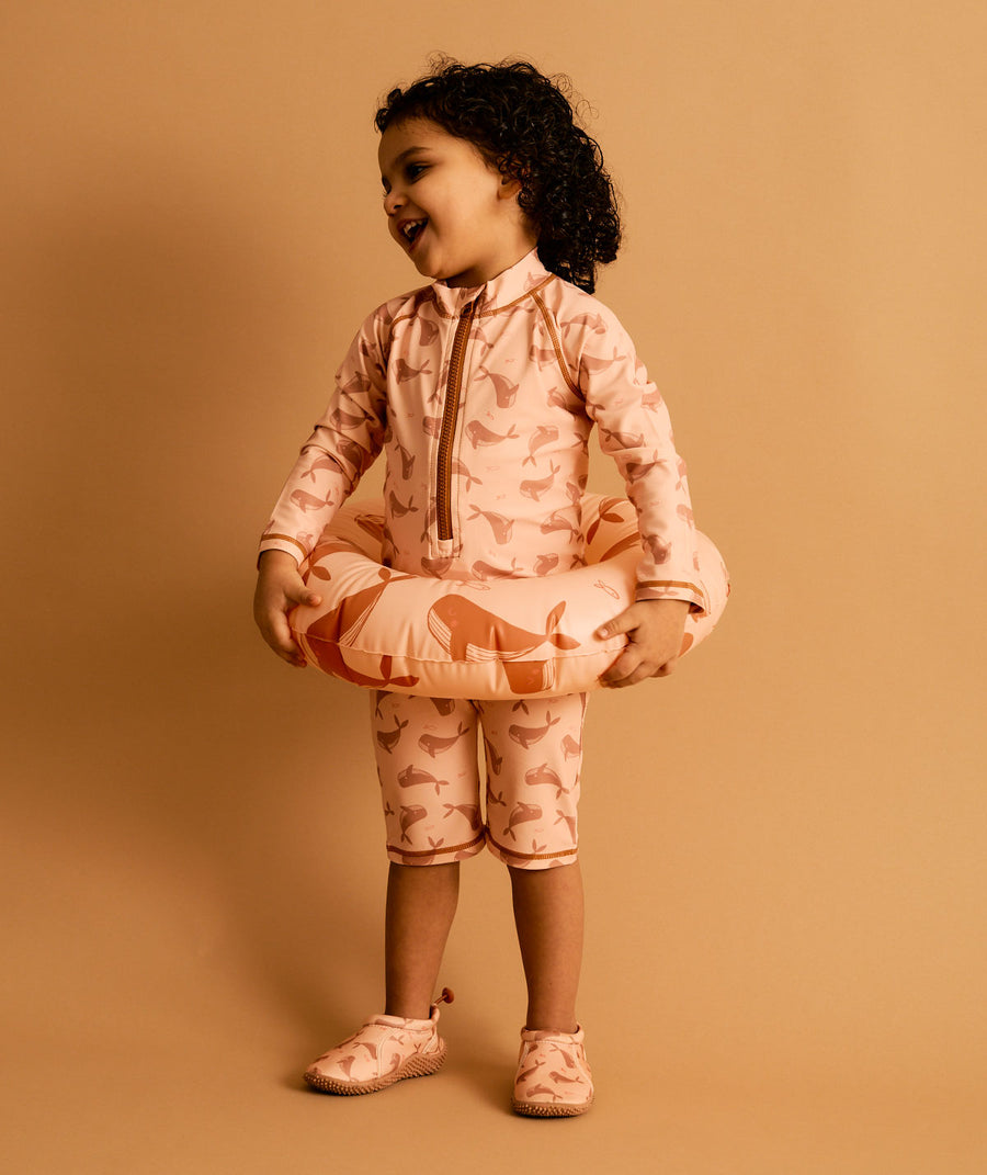 3/4 Sleeve Sunsuit -  Whale Print