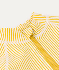 Thumbnail for 3/4 Sleeve Seersucker Sunsuit -  Yellow Seersucker