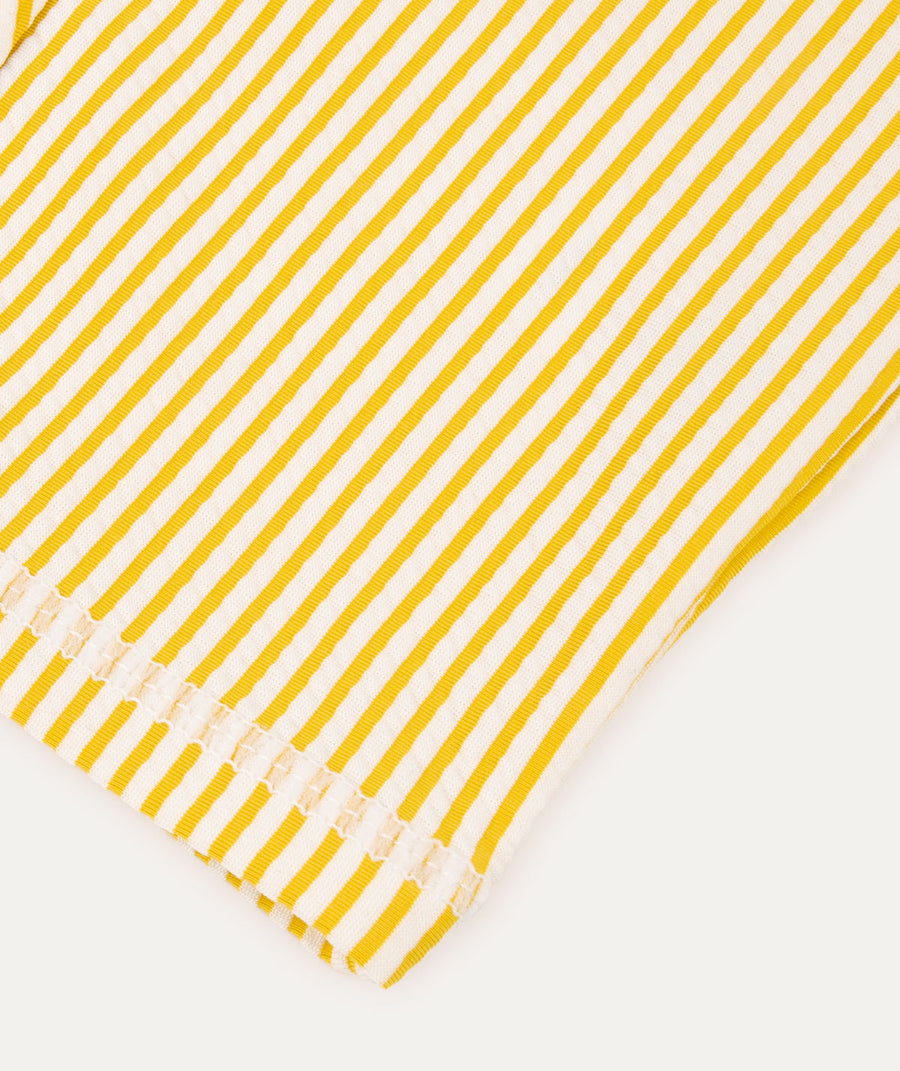 3/4 Sleeve Seersucker Sunsuit -  Yellow Seersucker