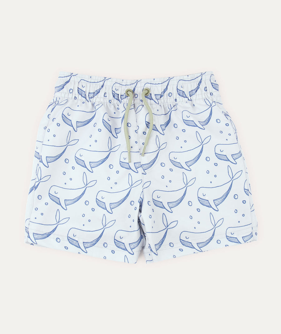 Recycled Swim Shorts -  Bubbles Whale Print