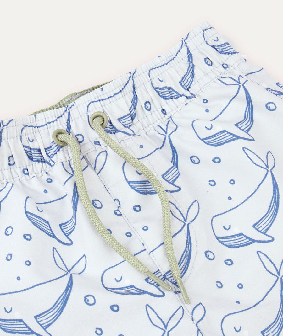Recycled Swim Shorts -  Bubbles Whale Print