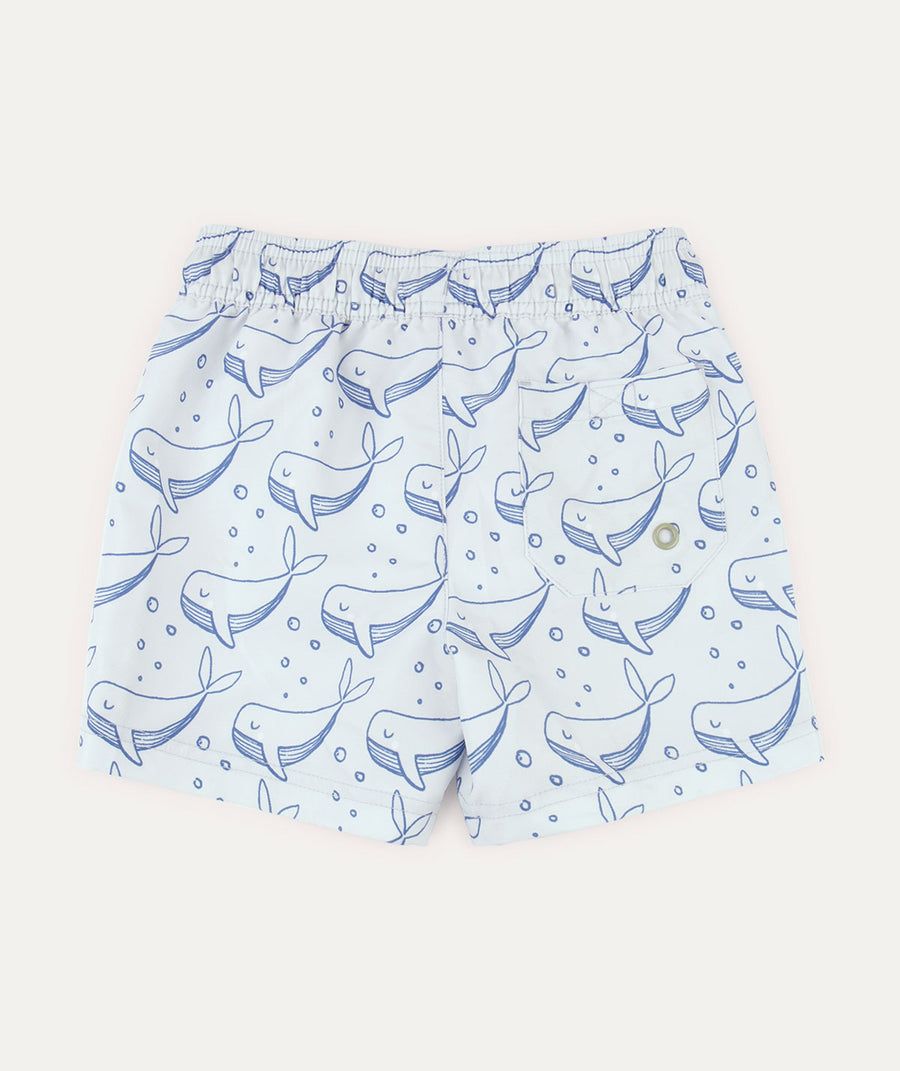 Recycled Swim Shorts -  Bubbles Whale Print