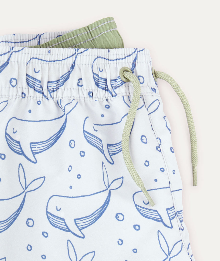 Recycled Swim Shorts -  Bubbles Whale Print