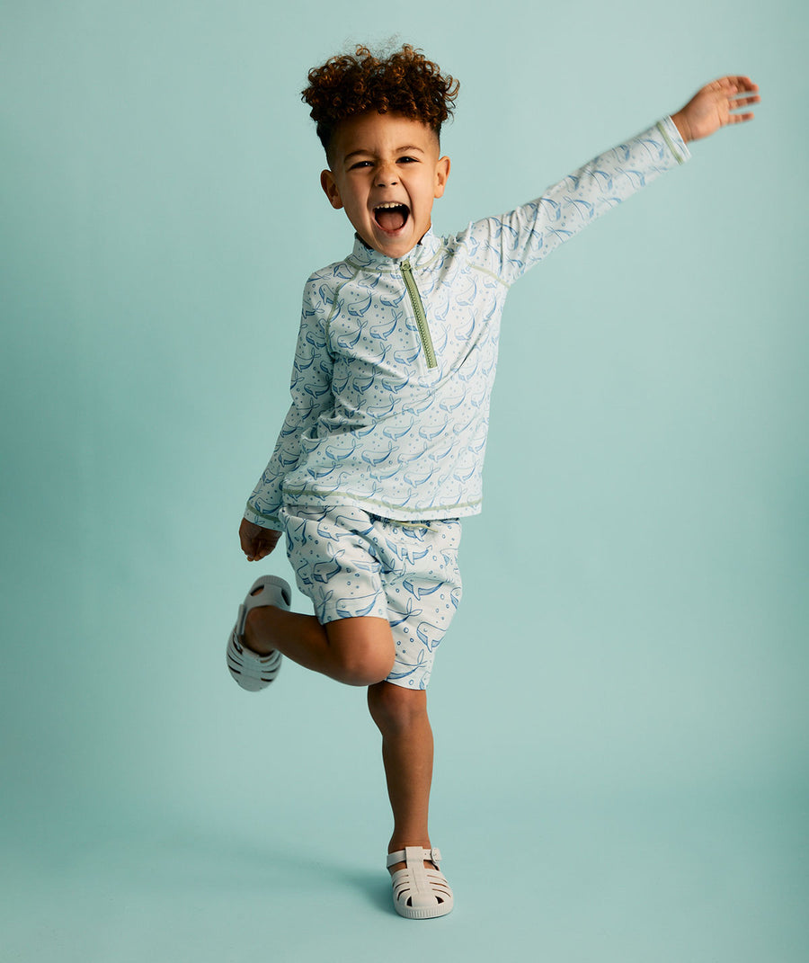 Recycled Swim Shorts -  Bubbles Whale Print