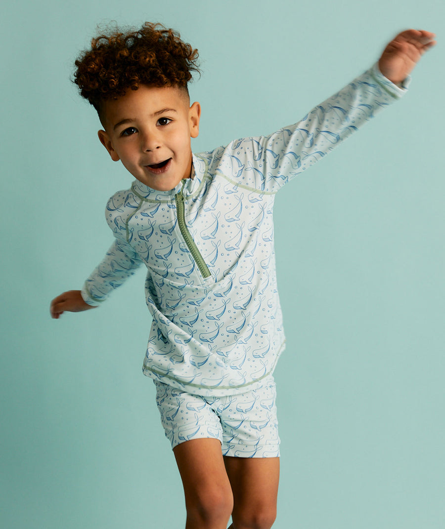 Recycled Swim Trunks -  Bubbles Whale Print