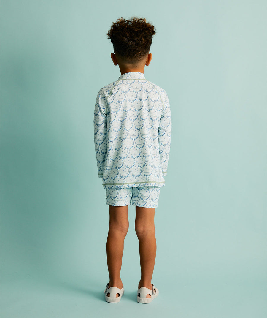 Recycled Swim Trunks -  Bubbles Whale Print