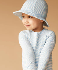 Thumbnail for Seersucker Floppy Swim Hat - Soft Blue Stripe