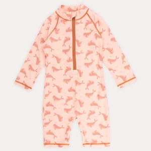 3/4 Sleeve Sunsuit -  Whale Print