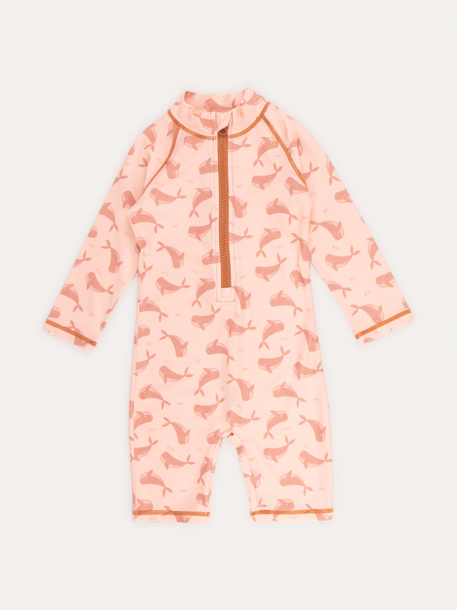 3/4 Sleeve Sunsuit -  Whale Print
