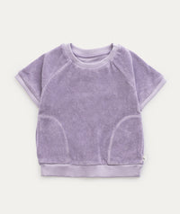 Thumbnail for Towelling Short Sleeve Sweatshirt - Lavender Grey