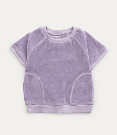 Towelling Short Sleeve Sweatshirt - Lavender Grey