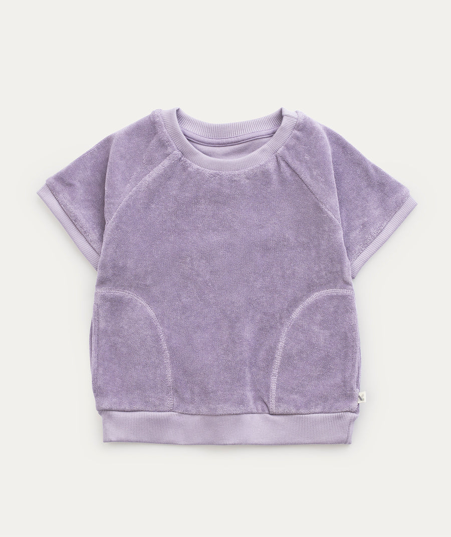 Towelling Short Sleeve Sweatshirt - Lavender Grey