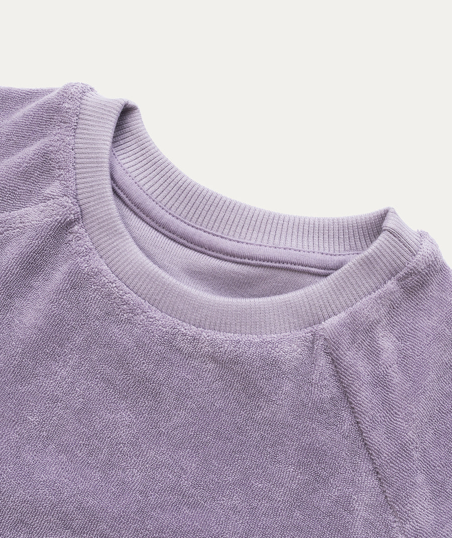 Towelling Short Sleeve Sweatshirt - Lavender Grey