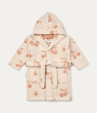 Lilana Yarn Dyed Bathrobe - Peach / Sea Shell