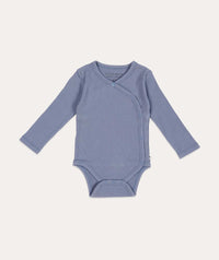 Thumbnail for Bodysuit Wrap Long Sleeves Rib - Blue