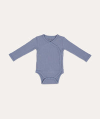 Thumbnail for Bodysuit Wrap Long Sleeves Rib - Blue