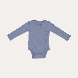 Bodysuit Wrap Long Sleeves Rib - Blue