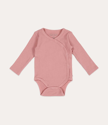 Bodysuit Wrap Long Sleeves Rib - Vintage Pink
