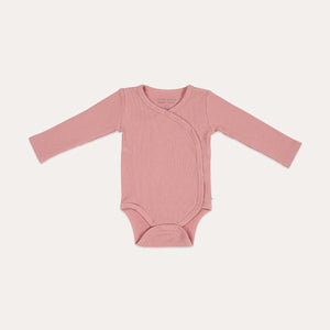 Bodysuit Wrap Long Sleeves Rib - Vintage Pink
