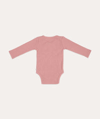 Thumbnail for Bodysuit Wrap Long Sleeves Rib - Vintage Pink