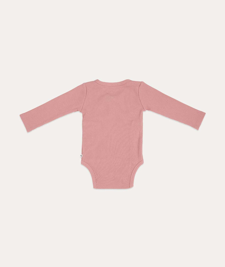 Bodysuit Wrap Long Sleeves Rib - Vintage Pink