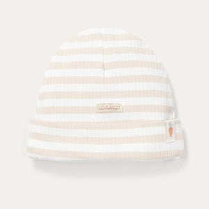 Baby Cap Stripe - Sand/White