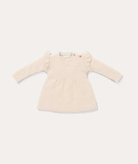 Thumbnail for Knitted Dress Long Sleeves Ruffles - Sand