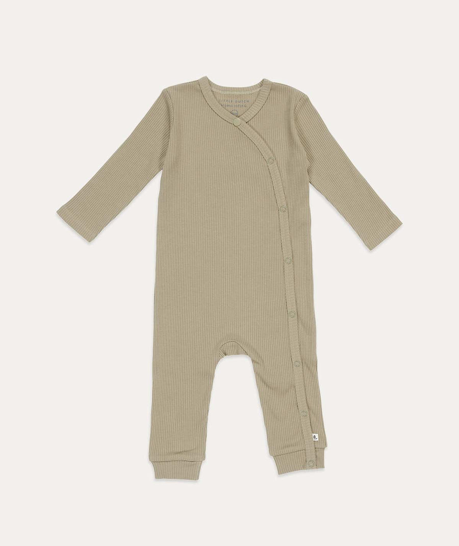 One Piece Wrap Suit Rib - Olive