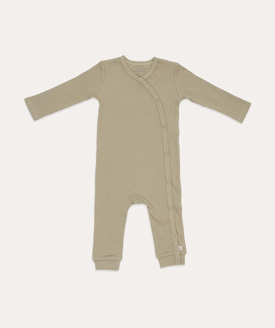 One Piece Wrap Suit Rib - Olive