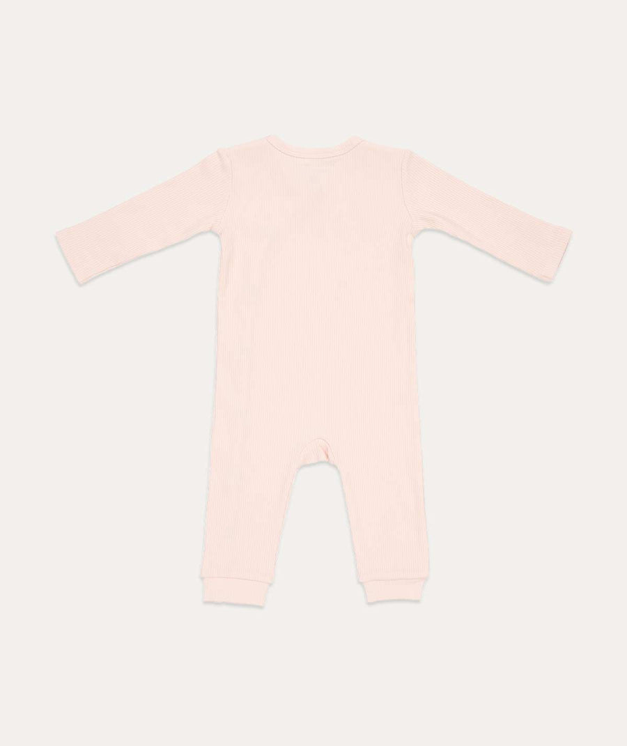 One Piece Wrap Suit Rib - Pink