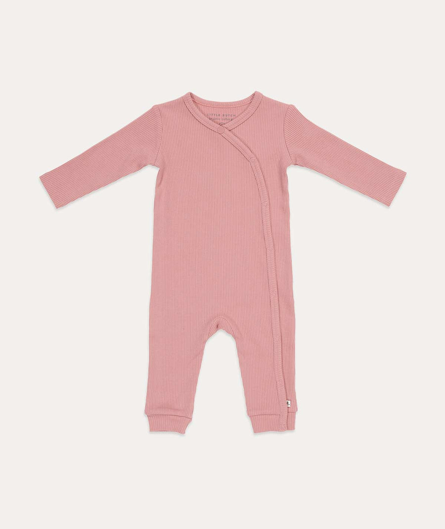 One Piece Wrap Suit Rib - Vintage Pink